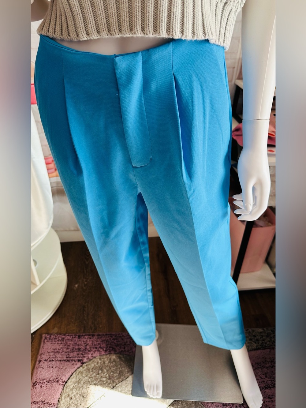 A New Day Blue Tapered Ankle Dress Pants Stretch